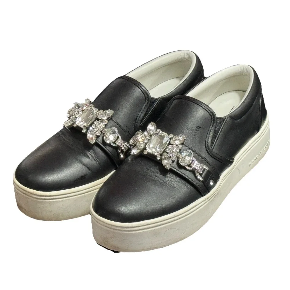 Marc Jacobs Wright Black Embellished Platform Slip-on Sneakers Sz Eu 38 US 7.5/8